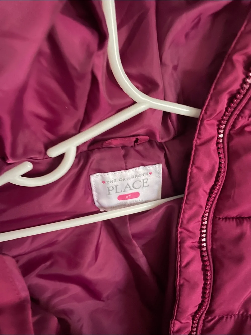 The Children's Place Girls' Pink Hooded Puffer Jacket 3t